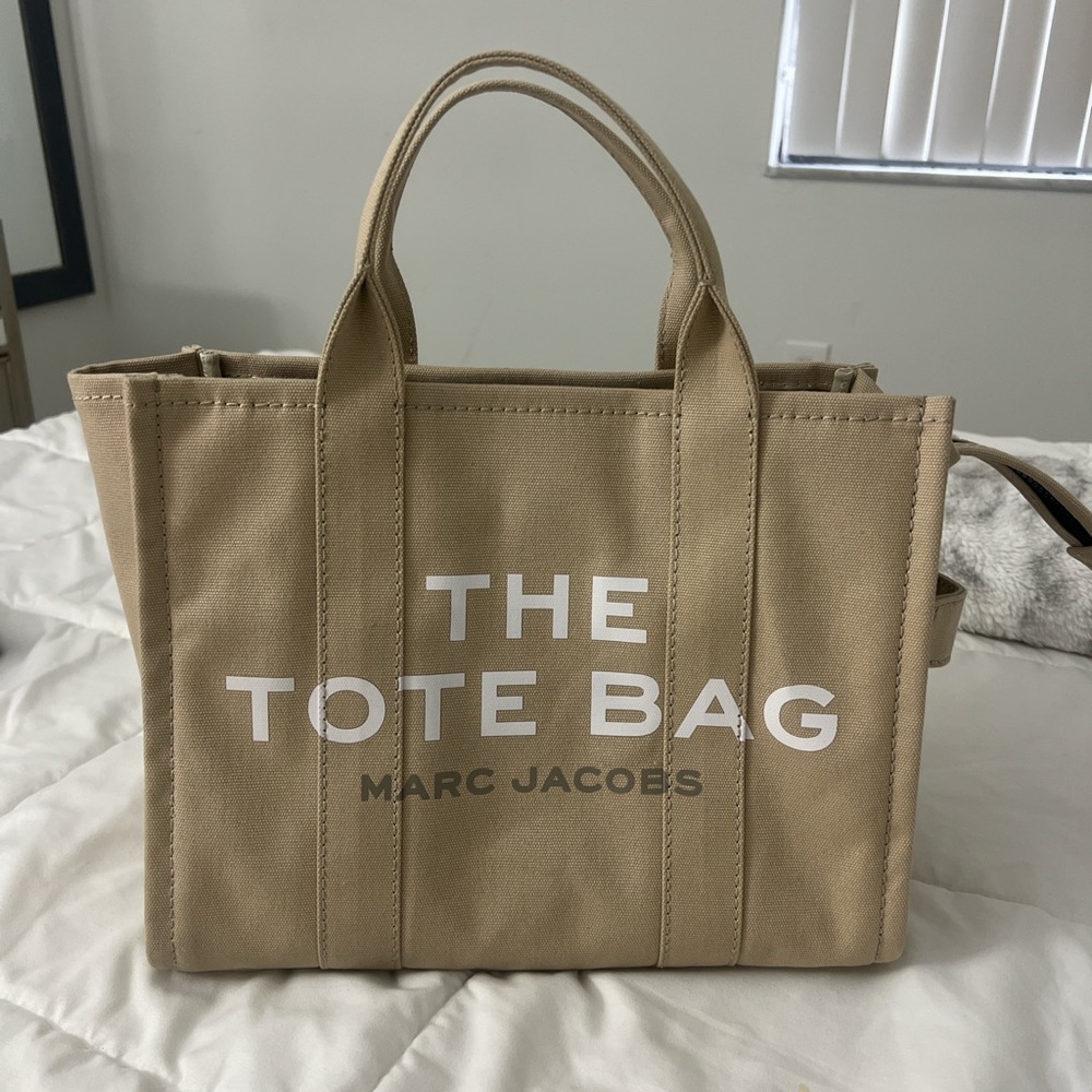 Marc Jacobs Beige Tote with White Lettering